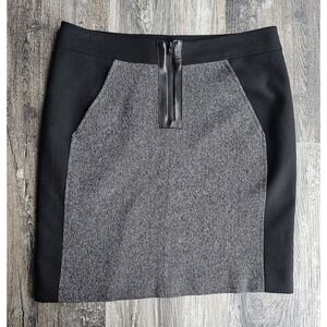 Rebecca Taylor Tweed Pencil Skirt Size 6 Colorblock Panel Combo Gray & Black
